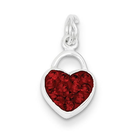 925 Sterling Silver Preciosa Crystal Polished Heart Charm Pendant 18mmx10mm