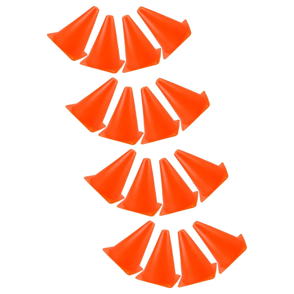 ETHZZLE 16Pcs Plastic Agility Cones Orange for Outdoor Sports Practice and Games