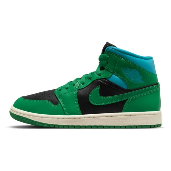 Women's Jordan 1 Mid Black/Lucky Green-Aquatone (BQ6472 033) - 8.5