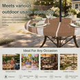 thumbnail image 6 of Round Outdoor Tablecloth with Umbrella Hole and Zipper, Vintage Dark Brown Striped Tablecloth with Elastic Waterproof, Farmhouse Modern Stripes Boho Patio Table Covers for 55" - 60" Pool Tables, 6 of 9