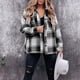 thumbnail image 1 of Camisa A Cuadros Para Mujer, Abrigo De Invierno Con Botones De Fibra De Poliéster Y Manga Larga Para El Hogar ANGGREK Negro M, 1 of 5