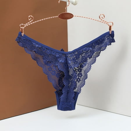 

Odeerbi Clearance Lace Briefs Seamless Panty Women Lingerie Thongs Panties Ladies Hollow Out Underwear Blue
