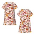 thumbnail image 3 of Kuqiui Fall 70s Groovy Hippie Pattern Women's Short-sleeved Nightgown,Casual Sleep A-line Sleepwear Comfy Sleepshirt,Cute Breathable Nightdress Ruffle - Medium, 3 of 7
