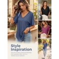 thumbnail image 6 of Cuteduck Women's Short Sleeve V-Neck T-Shirt – Loose Fit Solid Color Soft Summer Top – Casual Everyday Essential S-2X, 6 of 7
