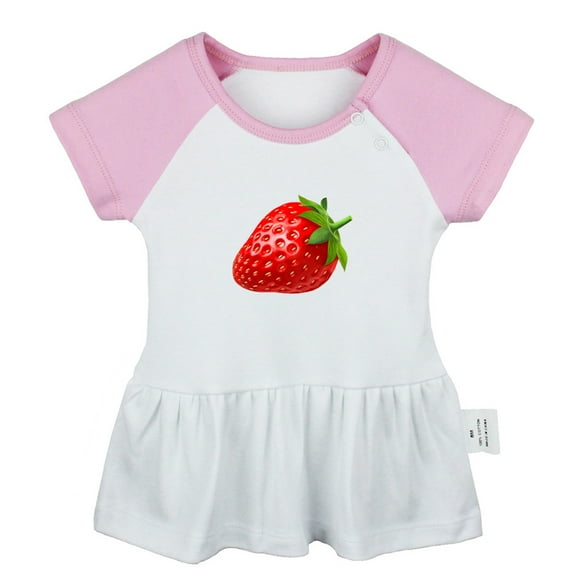 Fruit Strawberry Pattern Dresses For Baby, Newborn Babies Skirts, Infant Princess Dress, 0-24M Kids Graphic Clothes (Pink Raglan Dresses, 0-6 Months)