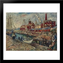 Hampton Bays 28x28 Large Black Wood Framed Print Art by David Burliuk
