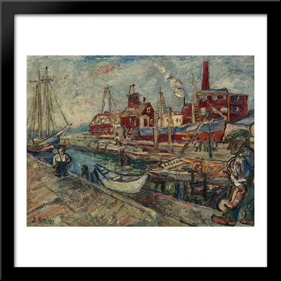 Hampton Bays 28x28 Large Black Wood Framed Print Art by David Burliuk