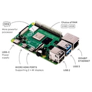 Raspberry Pi 4 Model B - Single-board computer - Broadcom BCM2711 / 1.5 GHz - RAM 8 GB - 802.11a/b/g/n/ac, Bluetooth 5.0