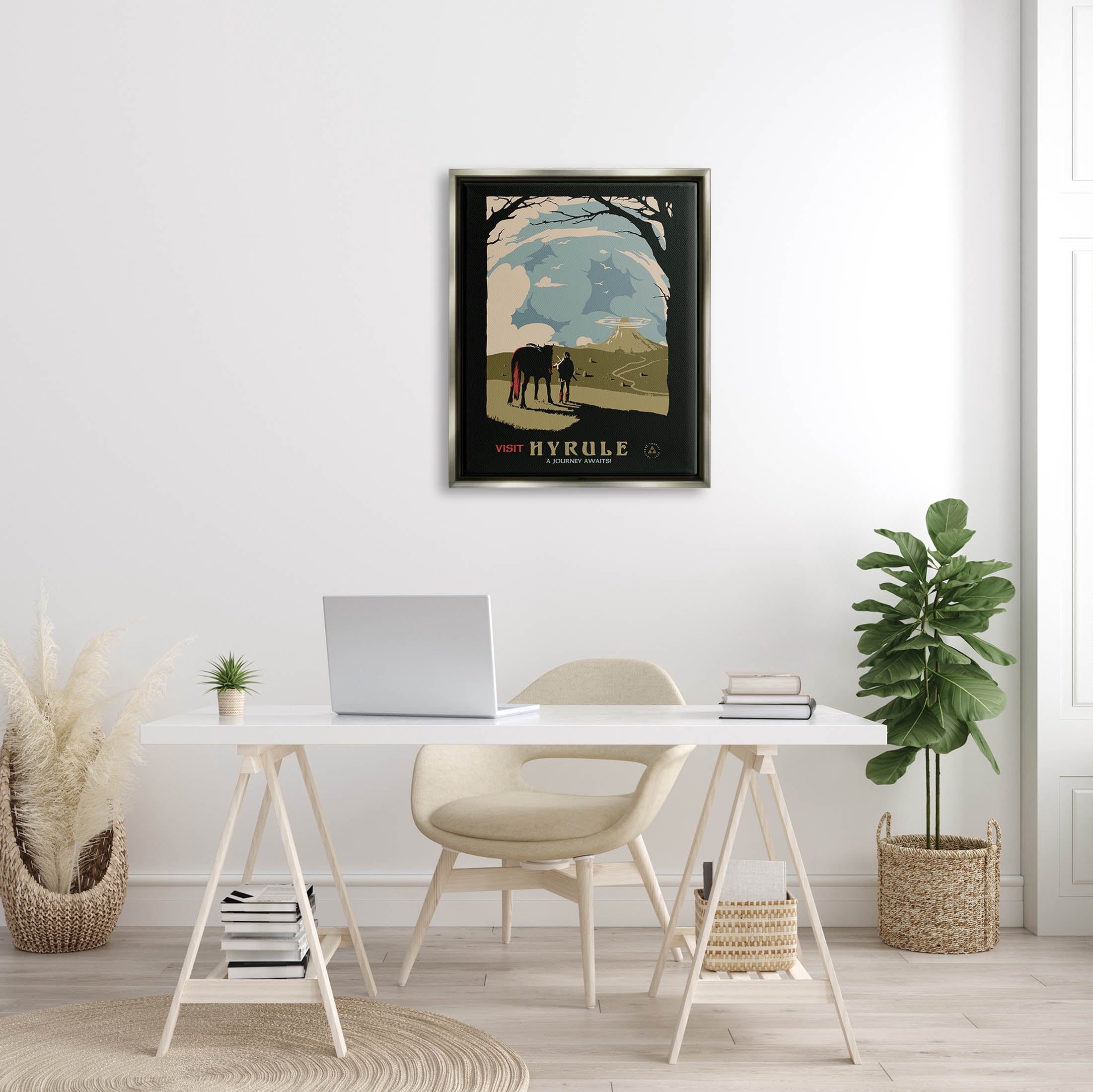 Stupell Industries Visit Hyrule Fantasy Wildlife Character Graphic Art Luster Gray Floating Framed Canvas Print Wall Art, Design by Matheus Lopes Castro