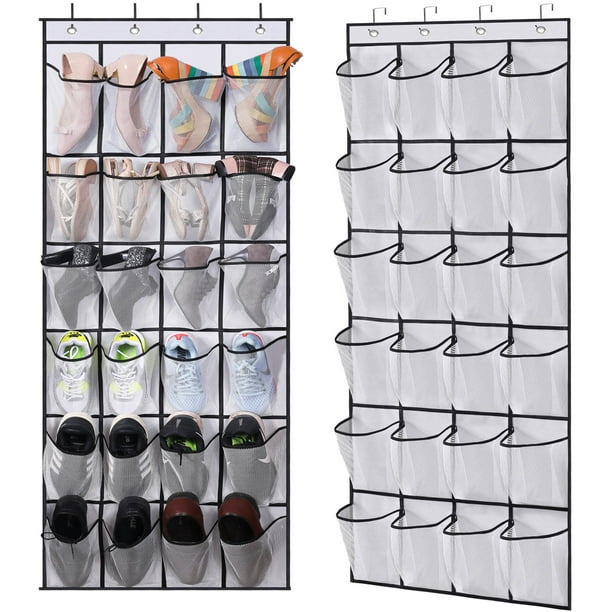 MISSLO 24 Pairs Over The Door Hanging Shoe Organizer 2 Packs Mesh