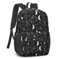 thumbnail image 2 of Bat and Moon Gothic Pattern 17" Waterproof Oxford School Backpacks for Teens, S-Shape Padded Straps, for School, Travel, Hiking, Camping, 2 of 5