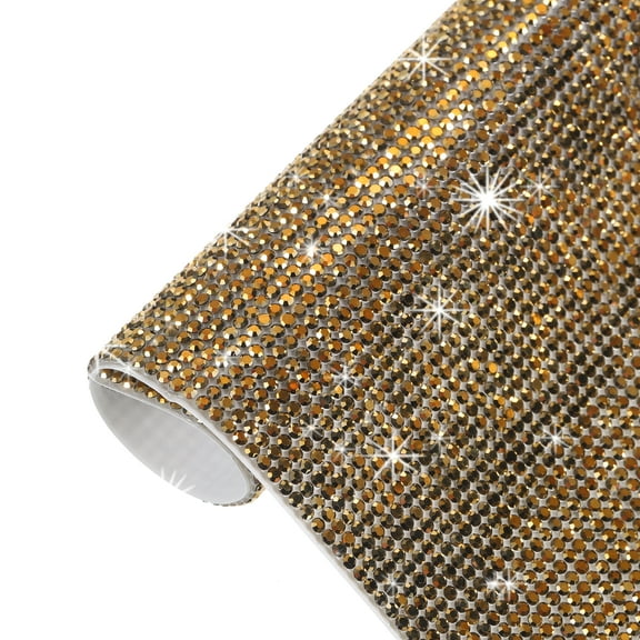 Uxcell Bling Rhinestone Sheet Self Adhesive Sticker 4.72 x 7.87Inch DIY Car Decoration Sticker Gold