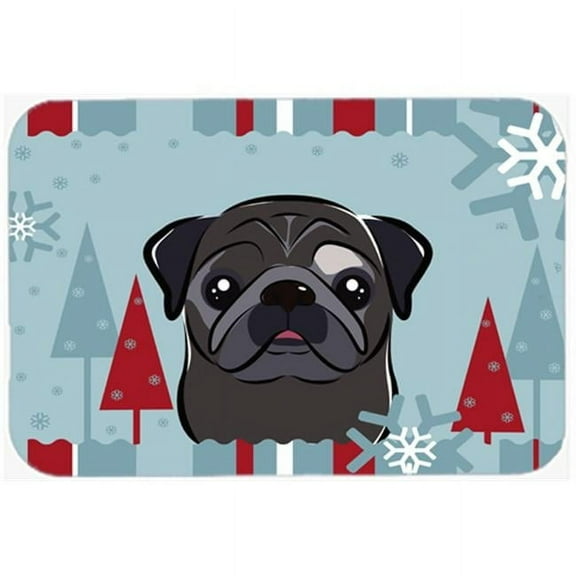 Carolines Treasures  Winter Holiday Black Pug Mouse Pad