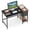 48" Black, variant on 55" Industrial Computer Desk with Storage Shelves, Home Office Desk Study Writing Desk, Brown