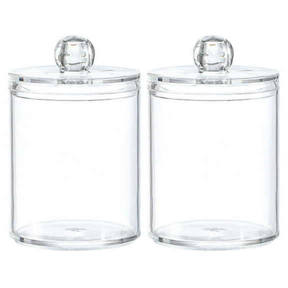 OUNONA 2Pcs Cotton Ball Container Glass Transparent Item Organization Jar for Bathroom Vanity
