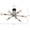 thumbnail image 2 of MONIPA 6 Lights Sputnik Mid Century Modern black gold Ceiling Light Fixture, LED Restaurant Lamp Lighting Gold Pendant Chandelier Decorative Luminaire, for Dining Room, Bedroom, Kitchen, 2 of 7