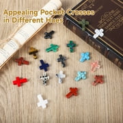 50 PCS Pocket Crosses Bulk Set, Natural Stone Mini Cross Charms for DIY Jewelry, Random Colors Pocket Crosses, Elegant Polished Design for Crafting and Gifts
