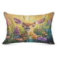 thumbnail image 3 of Fawn Among Purple Flowers 20x30" Queen Plush Pillow Case, Soft Zippered Bed Pillowcase for Bedroom, 3 of 9