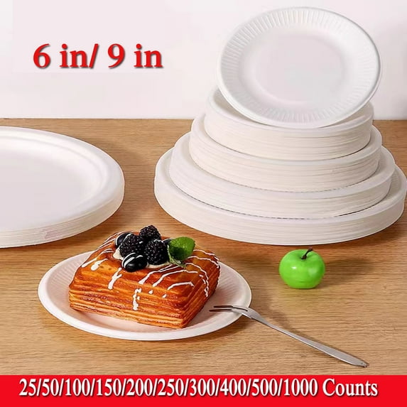 100% Compostable Paper Tray, Disposable Paper Tray, Uncoated Biodegradable Tray Made of Sugarcane Fiber, Perfect for Sandwiches, Cakes, and Snacks