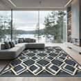 thumbnail image 2 of ODIKA 6'x9' Ultra-Soft Area Rug, Lattice Distressed Border Skid Hallway Checkered Geometric Boho Playful None Washable, Bare feet friendly, Silk-Touch for Guest Room, Bedroom, 2 of 7