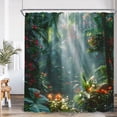 thumbnail image 4 of Natural Scenery Forest Green Shower Curtain Trees Sunshine Tropical Forest Nature Bathroom rations Bath Curtain with, 4 of 7