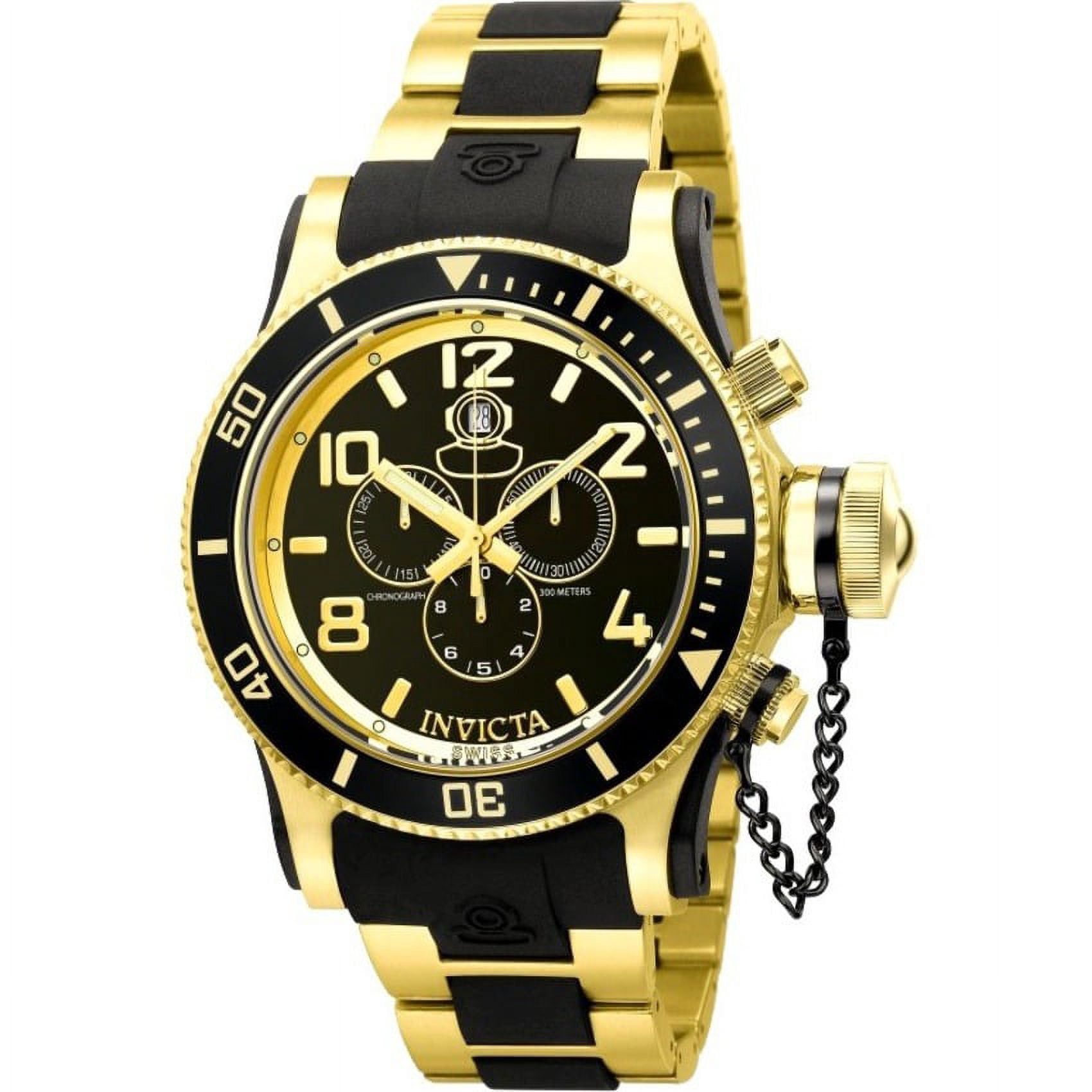 Invicta Men's 6633 Russian Diver Chronograph 18K Gold-Plated Black Rubber Watch