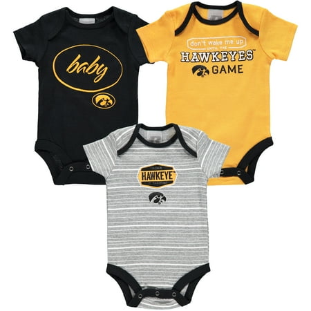 Iowa Hawkeye Baby Clothes - Newborn & Infant Russell Black Iowa Hawkeyes Three-Pack Bodysuit Set