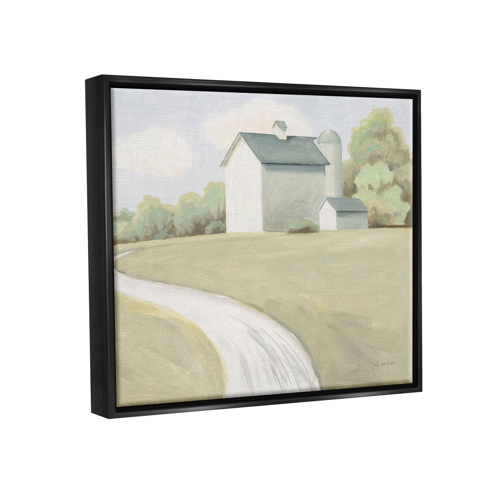 Stupell Industries Country Path to Barn Nature Painting Black Floater Framed Art Print Wall Art, 31 x 25