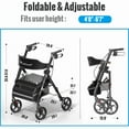 thumbnail image 3 of Hybrid Rollator Walker, Foldable 350lb Capacity with 8" Big Wheels & 6-Position Adjustable Seat for Seniors,Black, 3 of 8