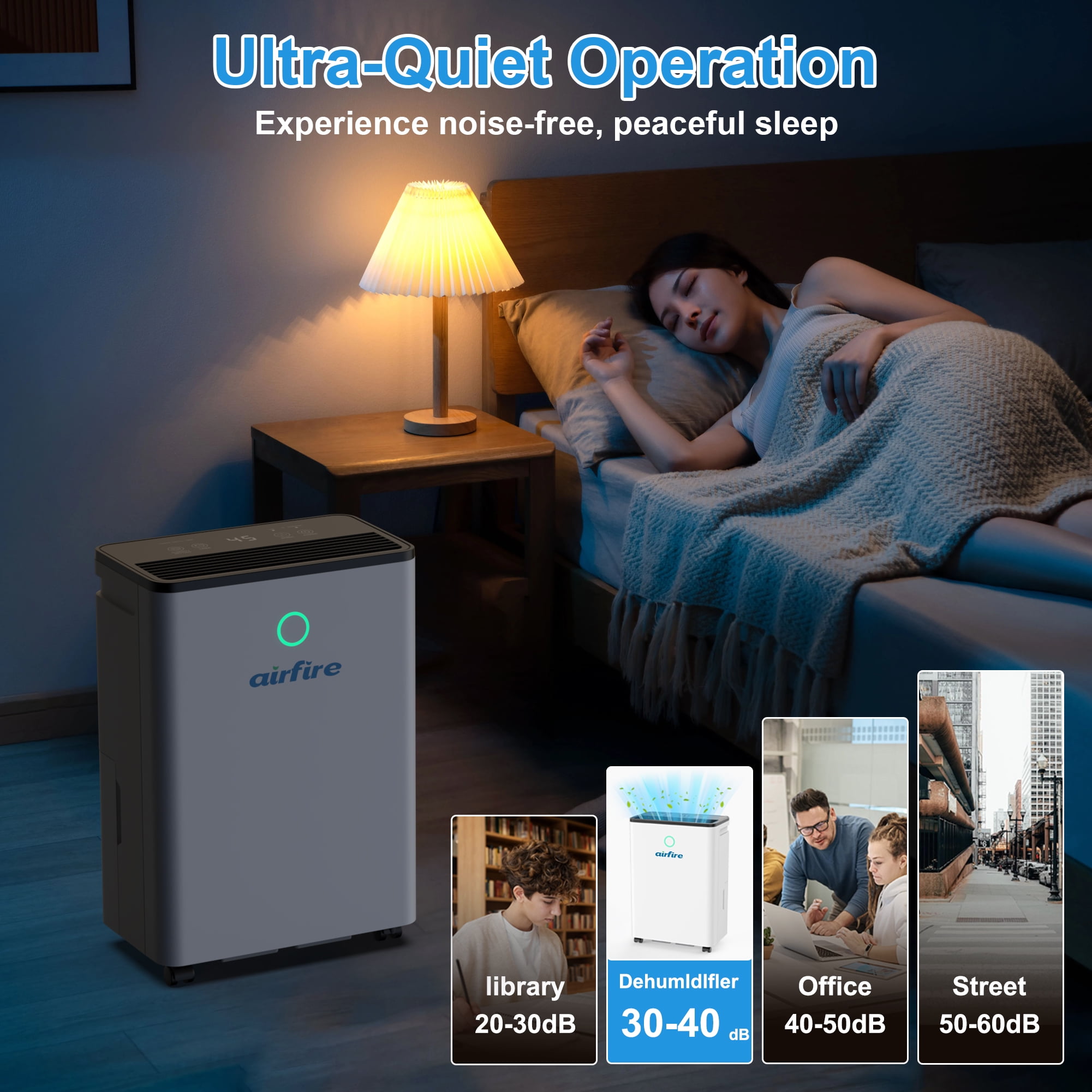 AIRFIRE Dehumidifier, 19 Pint (DOE) Dehumidifier with Drain Hose, Max 2500 Sq.Ft Dehumidifiers for Home Basement, 0.66 Gal Water Tank, Overflow Protection, Auto Defrost& Drain, Humidity Indicator