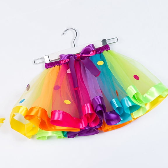 DINHEAROM Tulle Skirt Kids Tutu Skirt For Girls Multi Color Princess Style Nylon Spandex 1 Set For Dancing