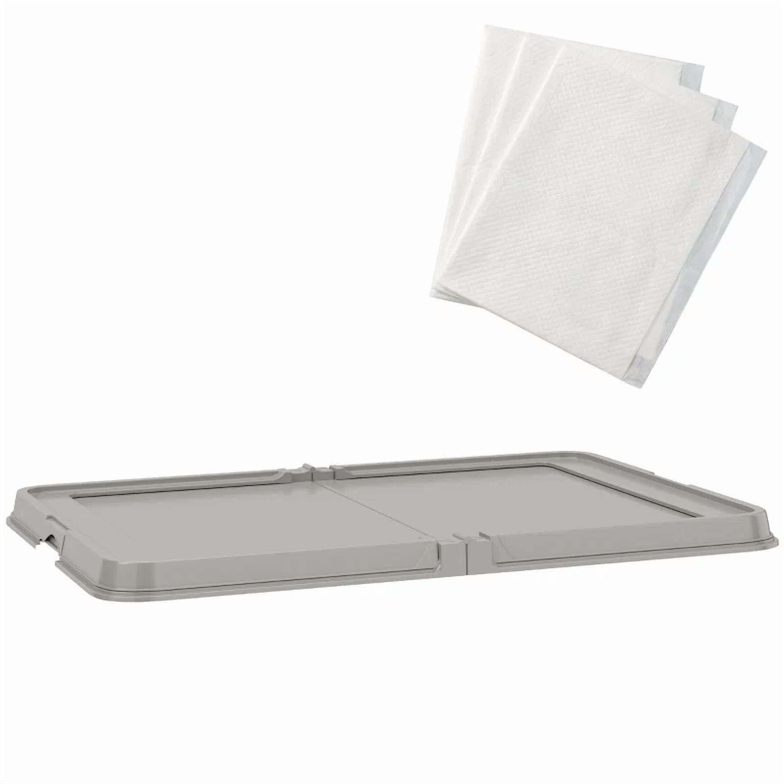 Innovative Dual-Mode Design Pet Toilet,Foldable Dog Litter Box with 3 Disposable Pads,Pee Pad Holder