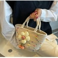 thumbnail image 5 of Kukuzhu Women Straw Mini Tote Bag Cute Colorful Flower Beach Handbag Summer Woven Handmade Elegant Travel Purse, 5 of 7