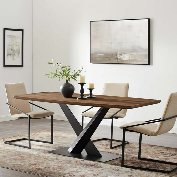 Modway Gemini Dining Table in Walnut - Walmart.com ...