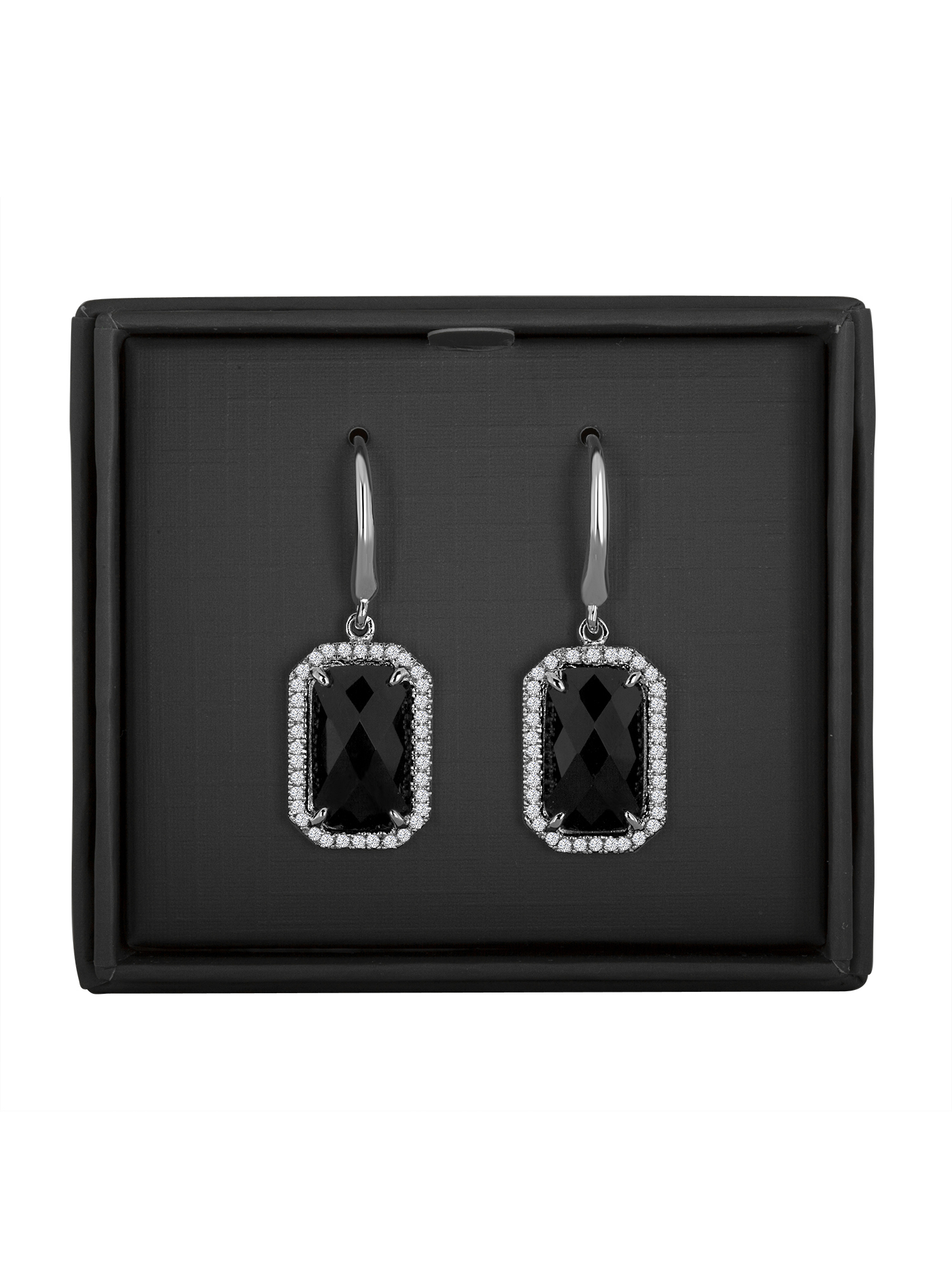 Silverspeck Sterling Silver Rectangle Simulated Onyx Drop Leverback Earrings - 925 Silver, 1.4 TCW