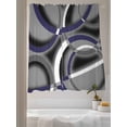 thumbnail image 3 of Sheer Curtains 63 Inch Length 2 Panels Set for Bedroom, Blue Geometric Semi Sheer Curtains for Windows, Grey Vintage Neutral Abstract Striped Art Voile Window Treatments Rod Pocket Curtain, 3 of 7