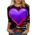 thumbnail image 2 of Craaazy Cozy Valentines Day T Shirts for Women Crew Neck 3/4 Sleeve Tops Gifts, 2 of 6