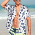 thumbnail image 5 of KLL Men's Hawaiian Shirt Short Sleeve Button Down Beach Shirts-blue Snowflake Prints, 5 of 5
