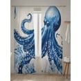 thumbnail image 5 of Marine Animal Sheer Curtains 2 Panels Set Octopus Coral Shell Linen Texture Lihgt Filtering Rod Pocket Voile Drape, Semi Sheer Window Curtains for Bedroom Living Room, 52"x84", 5 of 5