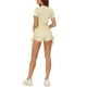 thumbnail image 3 of INSPIRAR CHIC Conjuntos de 2 Piezas para Mujer, Top de Manga Corta con Pantalones Cortos de Cintura Alta y Cuerda, Color Beige, 3 of 6