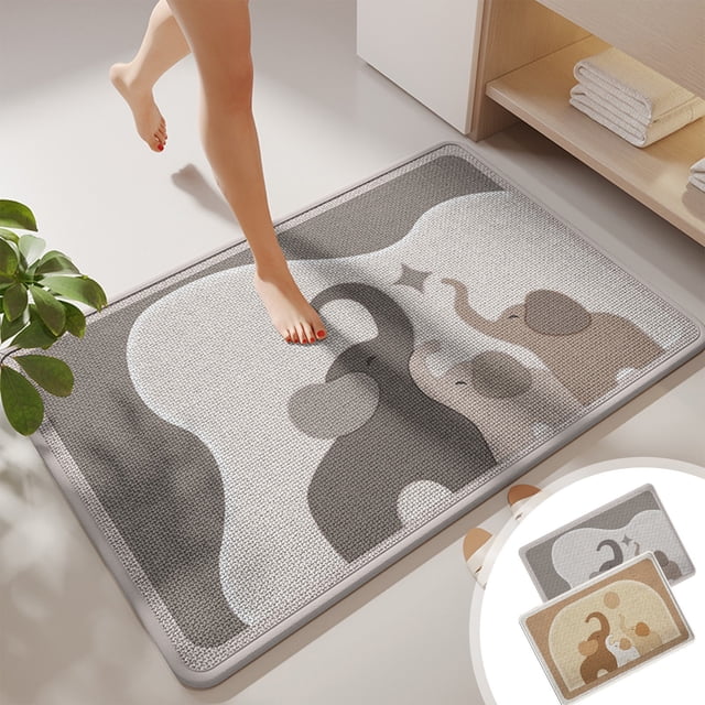 Alfombra antideslizante para alfombra de baño - Alfombra absorbente con respaldo antideslizante, 23,62x15,74 pulgadas, lino gris/marrón, lavable para dormitorio y entrada