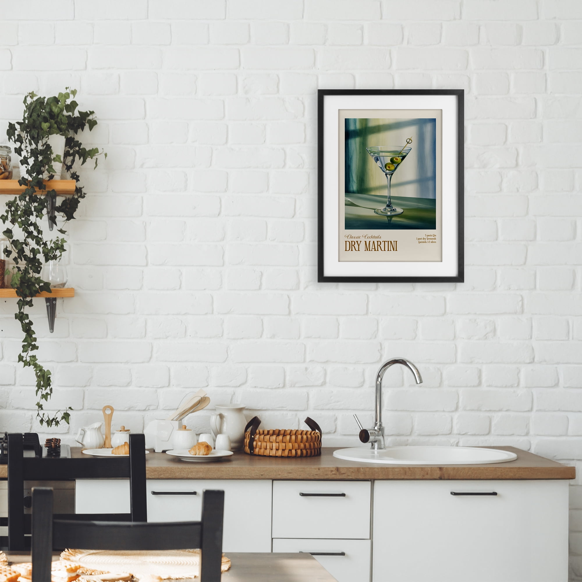 Stupell Industries Dry Martini on Surface Black Framed Print Under Glass, design by Andreas Magnusson