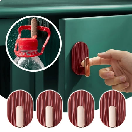 

Ikeay Clearancetexture Hook Red A Decorative Wall Door Self Adhesive Hanger Hooks Heavy Duty for Hanging Coats Clothes Hat Keys Purse Kitchen Towels Hook Waterproof Shower Room Sticky Hooks 4Pcs
