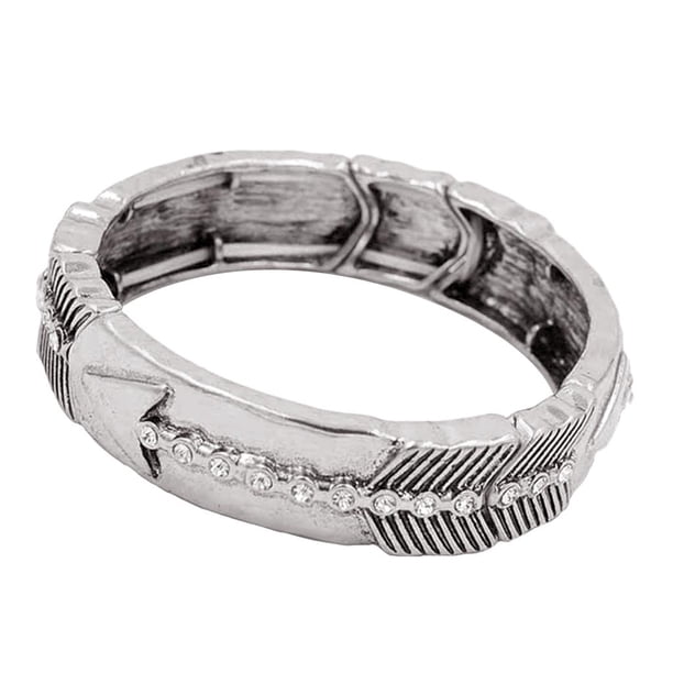de Tallado Retro Brazalete Forma de Personalidad de Unisex Elegante Brazalete para Plata Yinane Joyería retro de moda