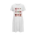 thumbnail image 5 of Sakmal Plus Size Nightgowns for Women Christmas Ultra-Soft White Cute Sleepshirt Bow Print Short Sleeve Crew Neck Short Nightgowns S-2XL, 5 of 5