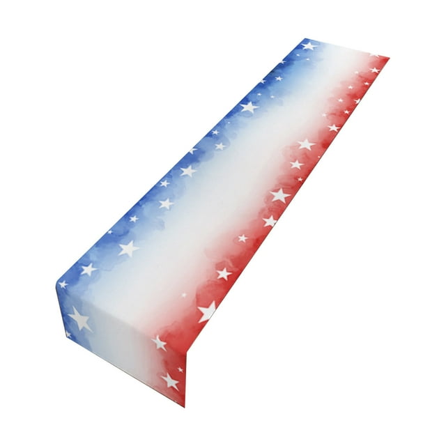 Ohufall Patriotic Linen Table Runner Mat Non Slip Heat Resistant For Independence Day Dining Table Decor