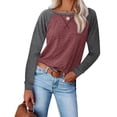 thumbnail image 2 of Pompotops Blouse Décontractée Unie à Manches Longues Col Rond pour Femmes, 2 of 5
