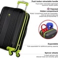 thumbnail image 7 of Olympia U.S.A. Apache Expandable Hardside Carry-On Luggage Spinner Suitcase with Laptop Compartment, Black/Lime, 7 of 7