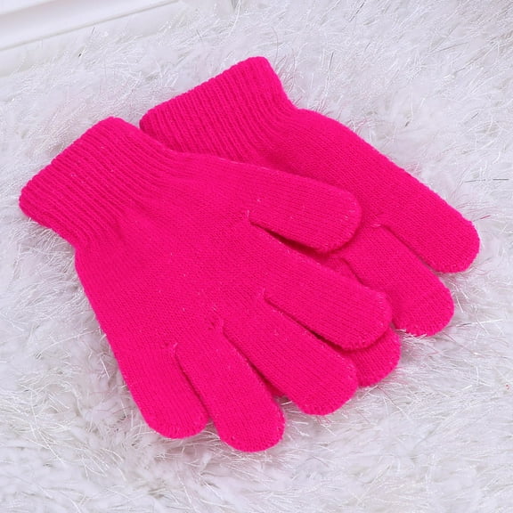 Masteelf Rosy Knitted Kids Gloves for Winter Use Warm Full Finger Stretchy Fit 412 Years