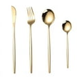 thumbnail image 1 of XmhyTop Juego de cubiertos, 16 piezas de cuchillos, cucharas y tenedores de acero inoxidable para el hogar, la cocina y el restaurante, pulido espejo, apto para lavavajillas (dorado), 1 of 5